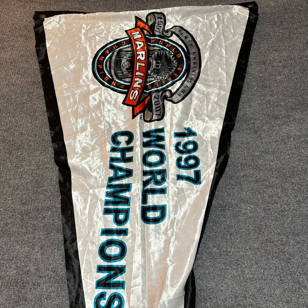 Florida Marlins 1997 World Champions 10th Anniversary Pennant Flag Majestic 2007